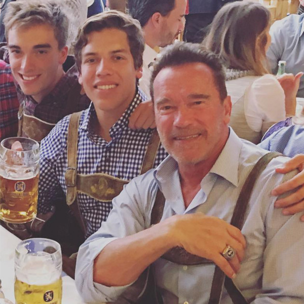 Arnold Schwarzenegger S Son Joseph Recreates Dad S Bodybuilder Pose E Online arnold schwarzenegger s son joseph