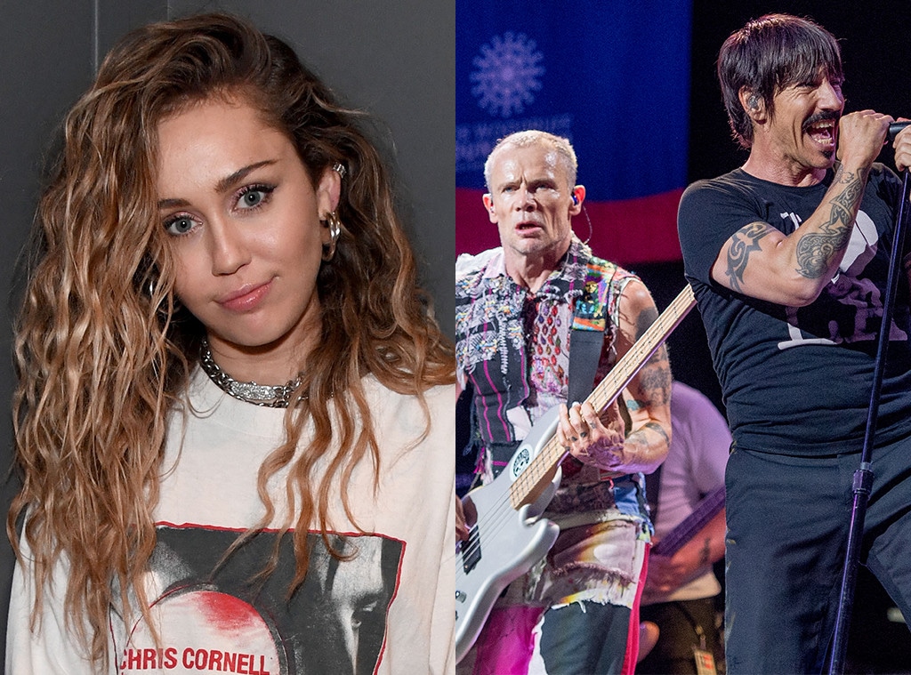 Miley Cyrus, Flea, Anthony Kiedis, Red Hot Chili Peppers