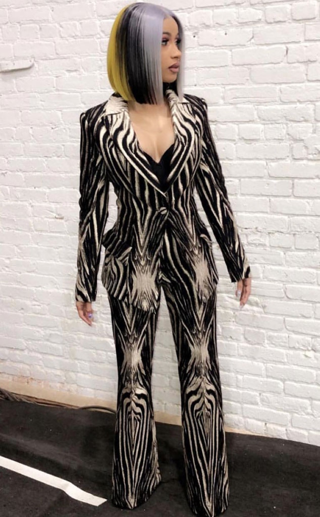 Cardi b black 2025 and white outfit