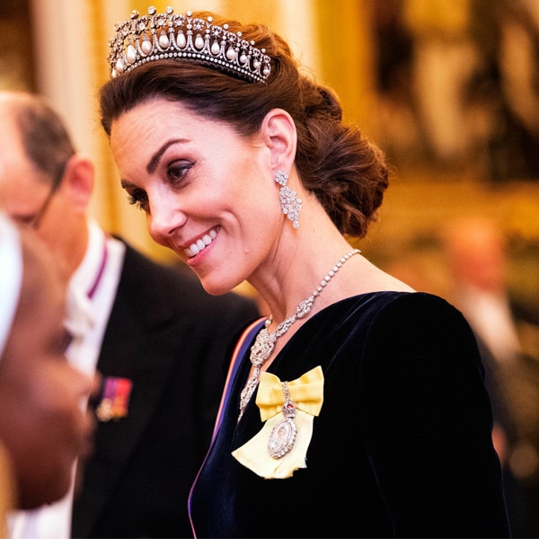 Kate Middleton Sparkles In Lover's Knot Tiara At Diplomatic Reception