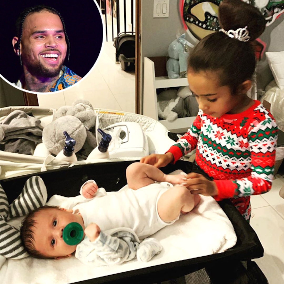 Chris Brown S Daughter Proves She S Already The Best Big Sister E Online Chris Brown S Daughter Proves She S Already The Best Big Sister E Online