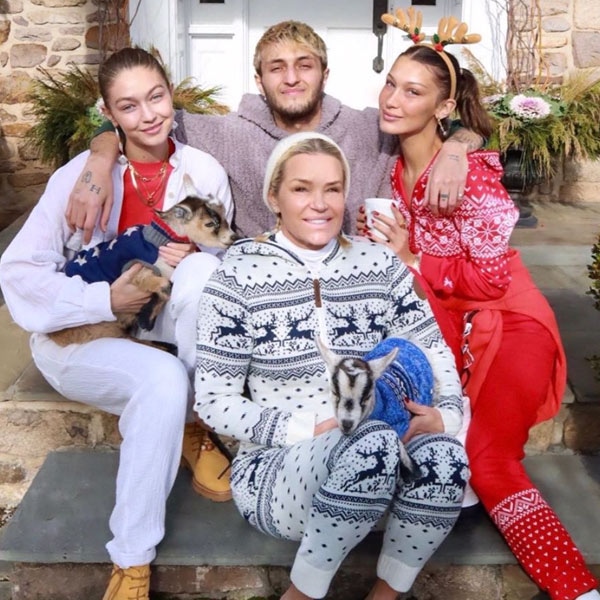 Gigi Hadid, Bella Hadid, Anwar Hadid, Dua Lipa, Yolanda Hadid, Christmas 2019