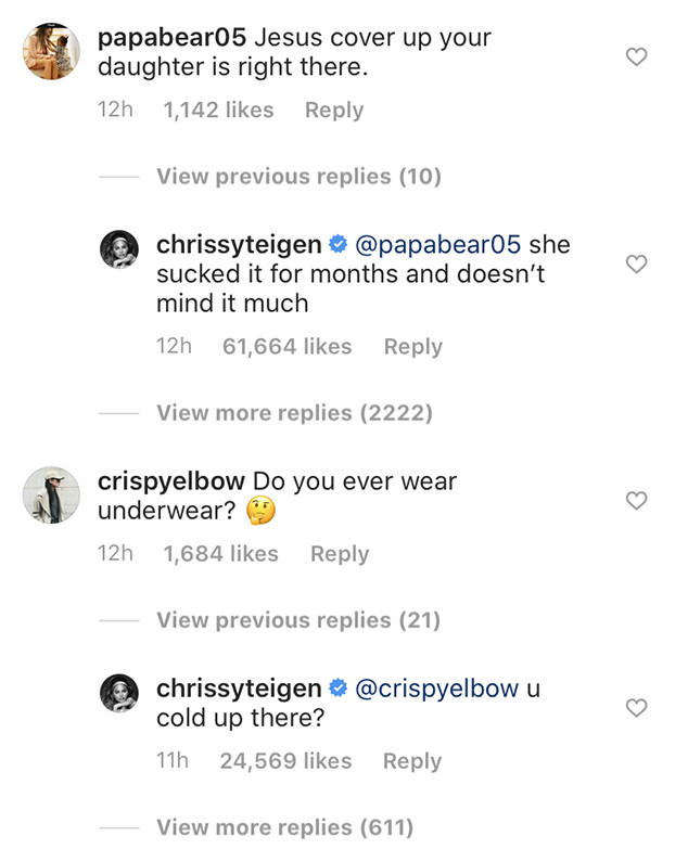 Chrissy Teigen Criticized For Baring Cleavage In Front Of Daughter E Online