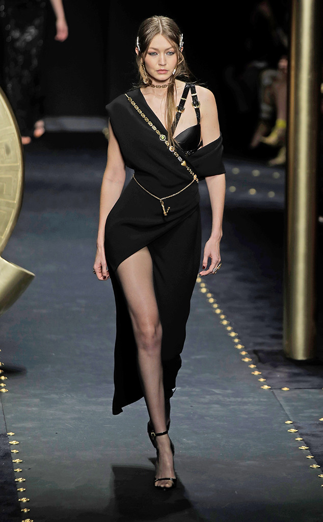 Gigi Hadid walks the runway during the Versace fashion show Spring