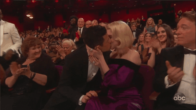 Lucy Boynton, Rami Malek, Kiss, Oscars 2019, GIF