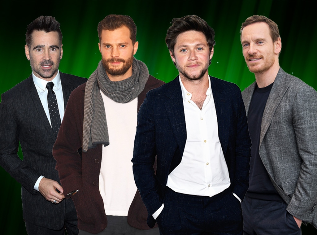 Colin Farrell, Jamie Dornan, Niall Horan, Michael Fassbender, Irish Stars Collage