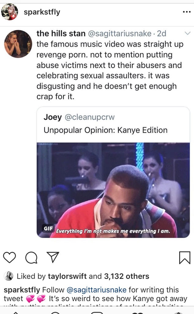 Taylor Swift Porn Captions - Taylor Swift Liked a Post Calling Kanye West's â€œFamousâ€ Video â€œRevenge Pornâ€  | KIDN â€“ The Lift FM