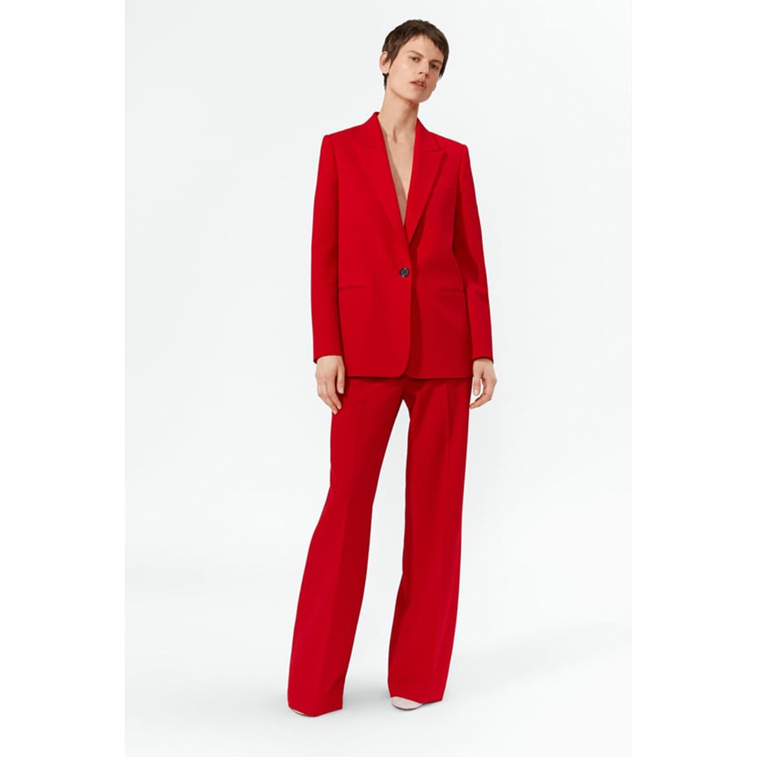 zara red cape blazer