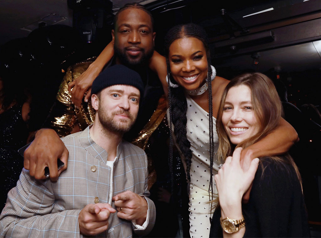 Dwyane Wade; Gabrielle Union-Wade, Justin Timberlake, Jessica Biel, Dwyane Wade's Retirement Party