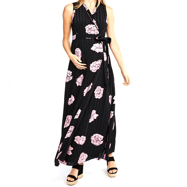 jessica simpson ruffled maternity maxi dress