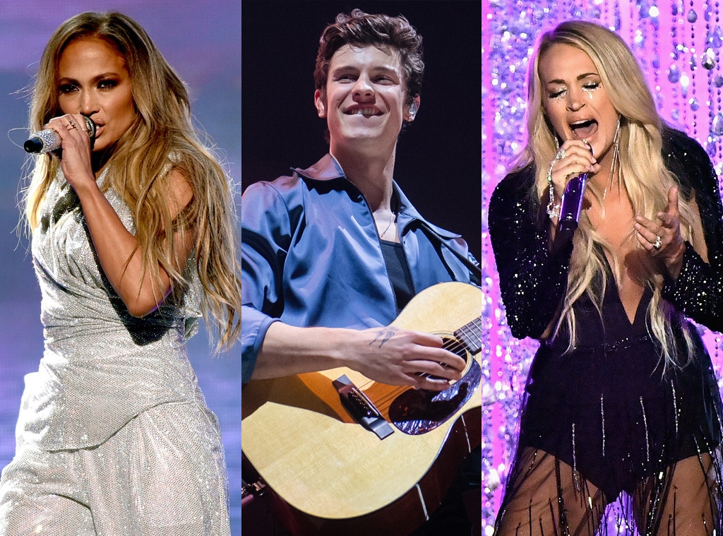 Jennifer Lopez, Shawn Mendes, Carrie Underwood