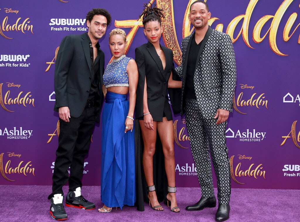 Trey Smith, Jada Pinkett Smith, Willow Smith, Will Smith, Aladdin premiere