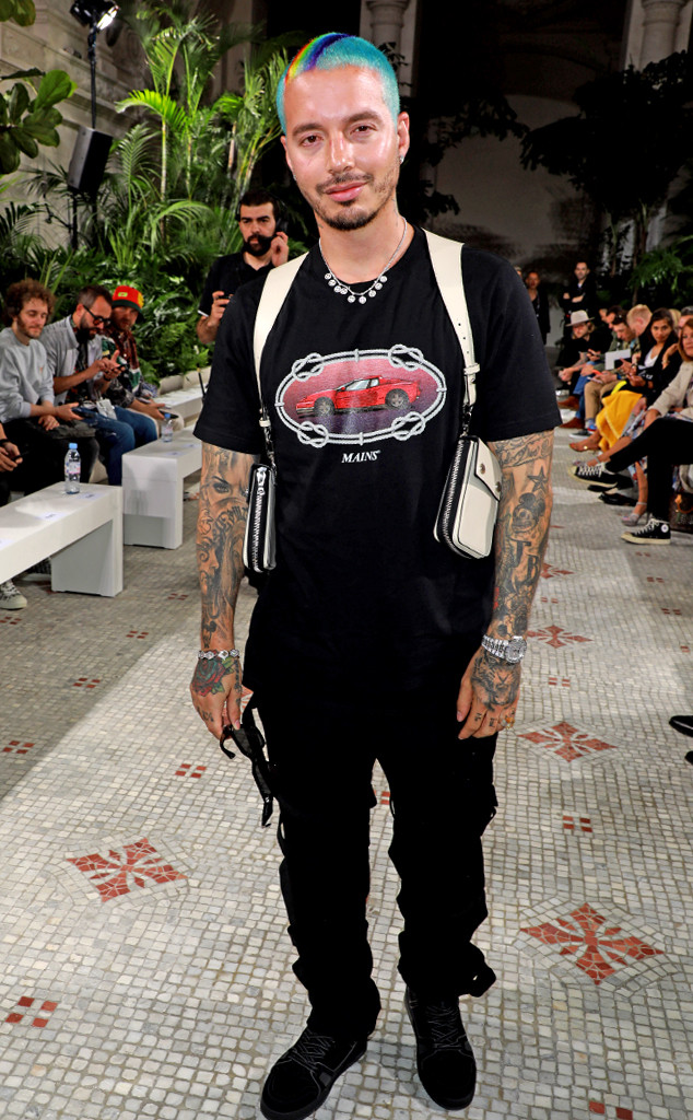 J Balvin Wears Neon Green Hair and Dad Sneakers to Dior Men's Show