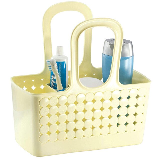 iDesign Orbz Plastic Bathroom Shower Tote Small Divided College Set of 1 White 