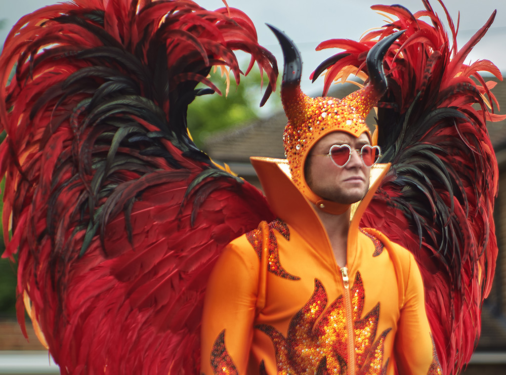 Hollywood Movie Costumes and Props: Taron Egerton's Elton John costumes  from Rocketman on display