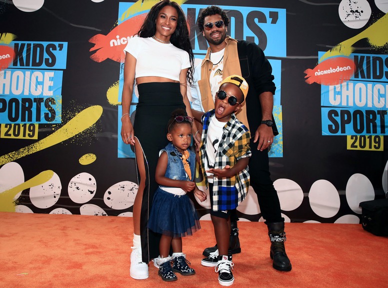 Ciara, Russell Wilson, Sienna Princess Wilson, Future Zahir Wilburn, Kids' Choice Sports 2019
