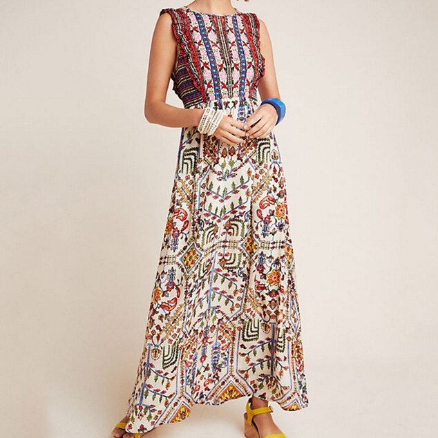 E-comm - Anthropologie Dress Sale - Valerie Embroidered Maxi Dress