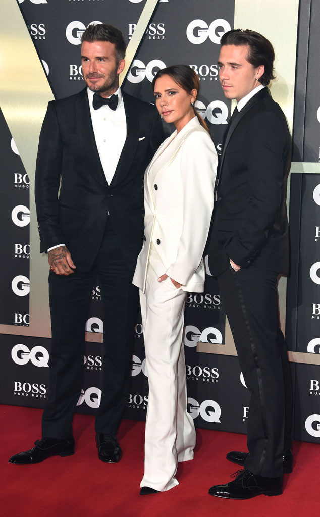 Victoria, David, and Brooklyn Beckham Match in Suits at GQ Awards