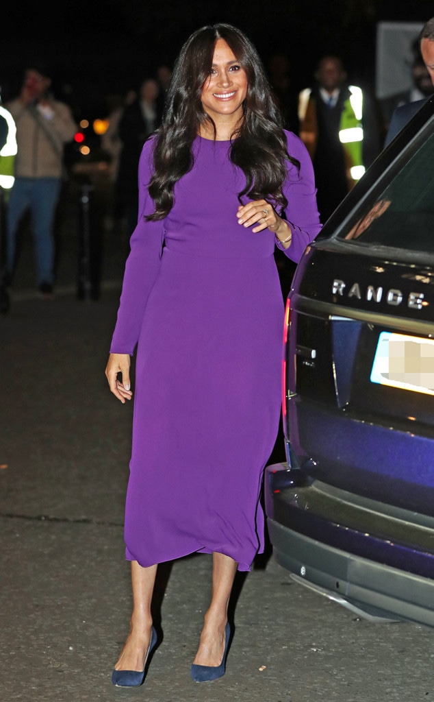 Meghan Markle Recycles Regal Maternity Dress for Evening Out Meghan Markle Recycles Regal Maternity Dress for Evening Out