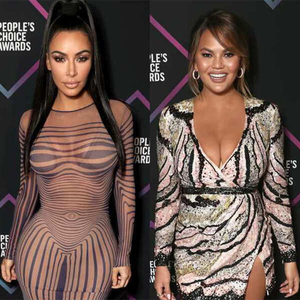 Chrissy Teigen, Kim Kardashian, 2018 Peoples Choice Awards, PCAs, Red Carpet Fashions