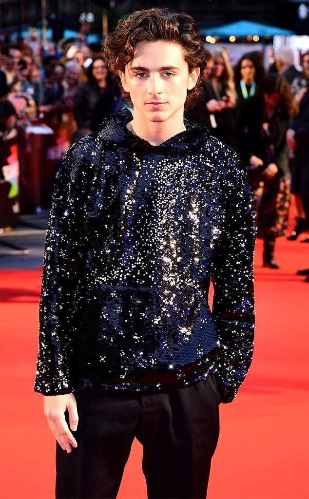 Timothée Chalamet & His Sequined Hoodie Will Make You Bow Down