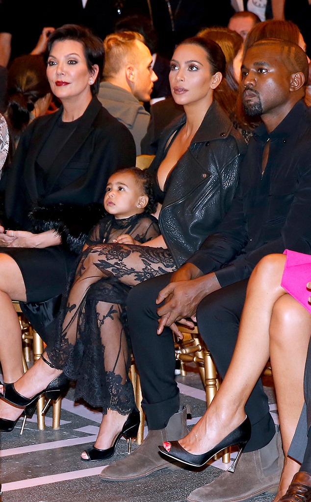 Kris Jenner, Kim Kardashian, Kanye West, North West, Givenchy, 2014, Celeb Kids Front Row, Fashion Week