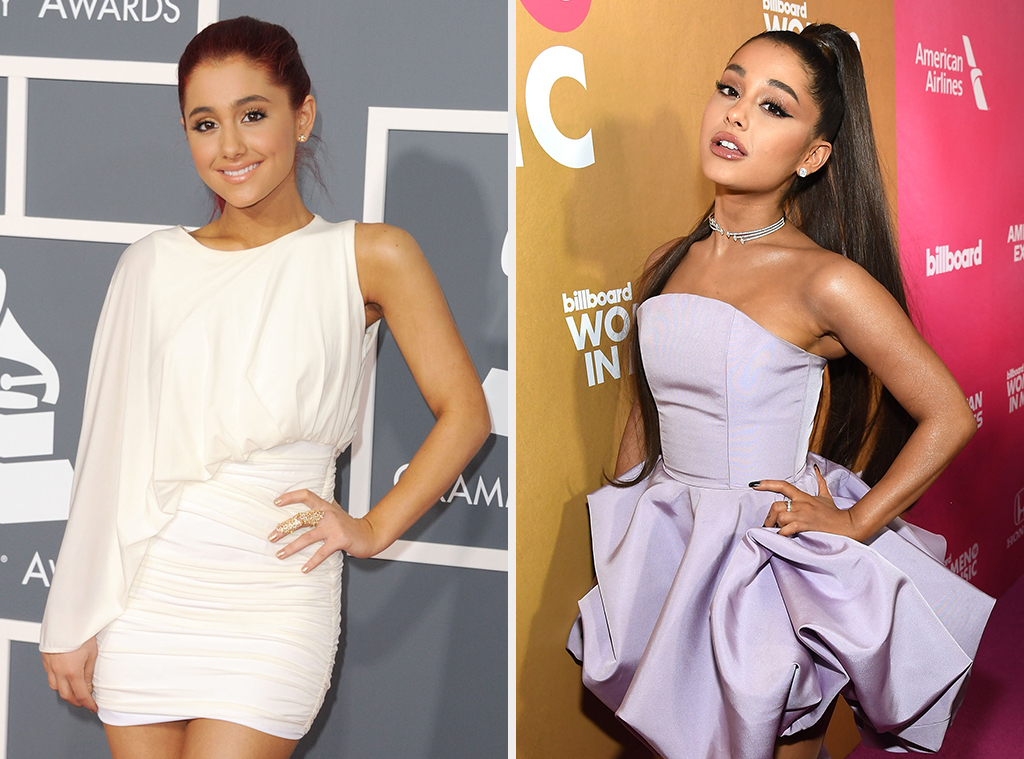 Ariana Grande glows in a cut out Versace dress as she attends her first  live The Voice show