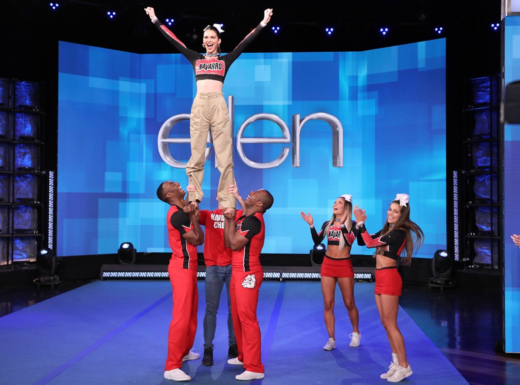 Watch Cheer Superfan Kendall Jenner Do A Stunt With The Cast E Online