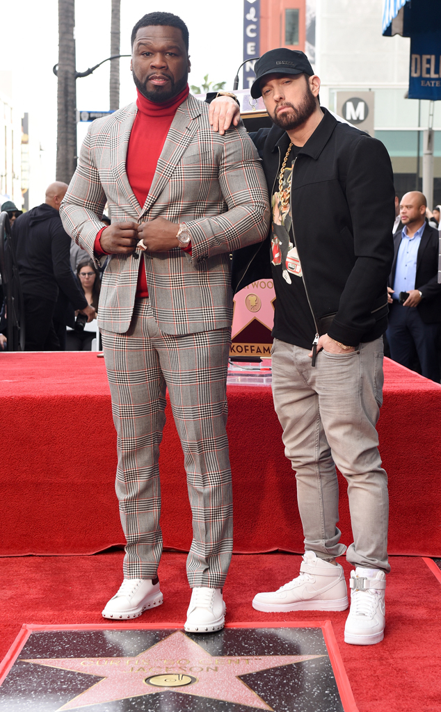 Eminem Makes Rare Public Appearance at 50 Cent's Star Ceremony
