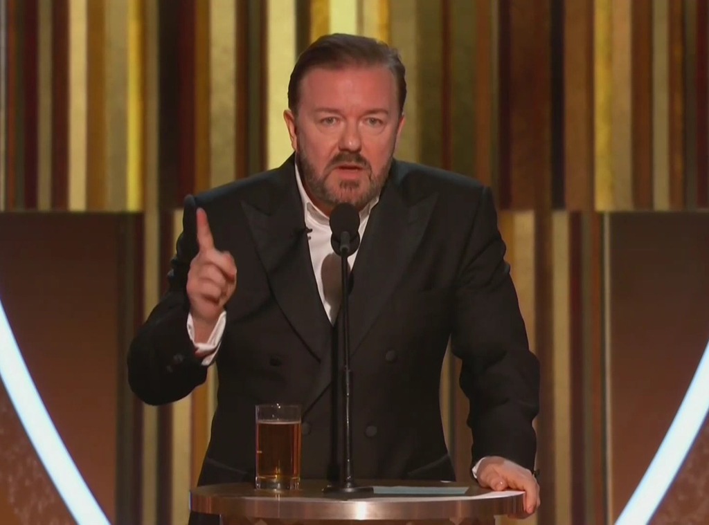 Ricky Gervais Did Not Hold Back In His 2020 Golden Globes Monologue E News 