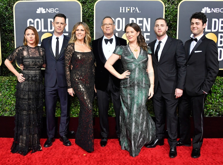 Colin Hanks, Rita Wilson, Tom Hanks, Elizabeth Ann Hanks, Chet Hanks, 2020 Golden Globe Awards, families