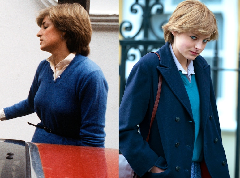 The Crown, Princess Diana, Emma Corrin, Blue Sweater