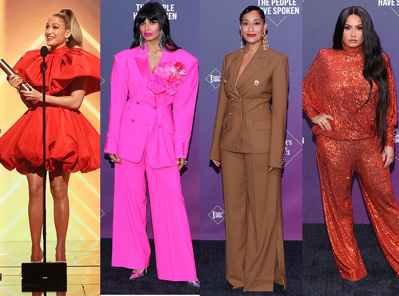 Jennifer Lopez, Jameela Jamil, Traces Ellis Ross, Demi Lovato, Lopez, 2020 Peoples Choice Awards, PCAs, Red Carpet Fashions, Show
