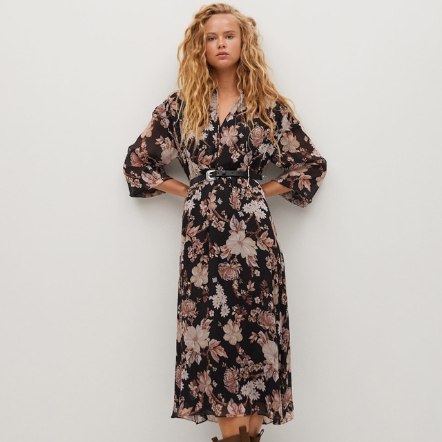 slim fit dress slacks Modest floral fall dresses for women main image 1