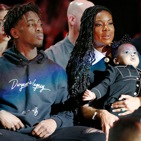 Dwyane Wade Shows Daughter Kaavia His Retired Jersey at Miami Heat