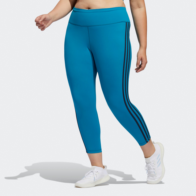 Blue adidas Womens Believe This 2.0 3-Stripes Mesh Long Tights