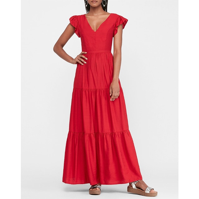 express flutter sleeve dress