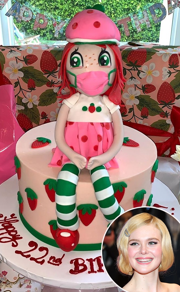 Elle Fanning Gets a Masked Strawberry Shortcake Cake for Her Birthday - E!  Online