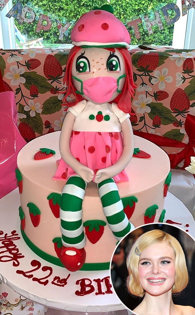 Elle Fanning Gets A Masked Strawberry Shortcake Cake For Her