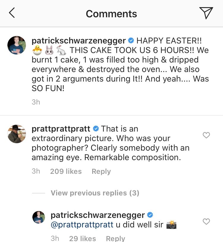 Chris Pratt Hilariously Trolls BrotherinLaw Patrick Schwarzenegger(01)