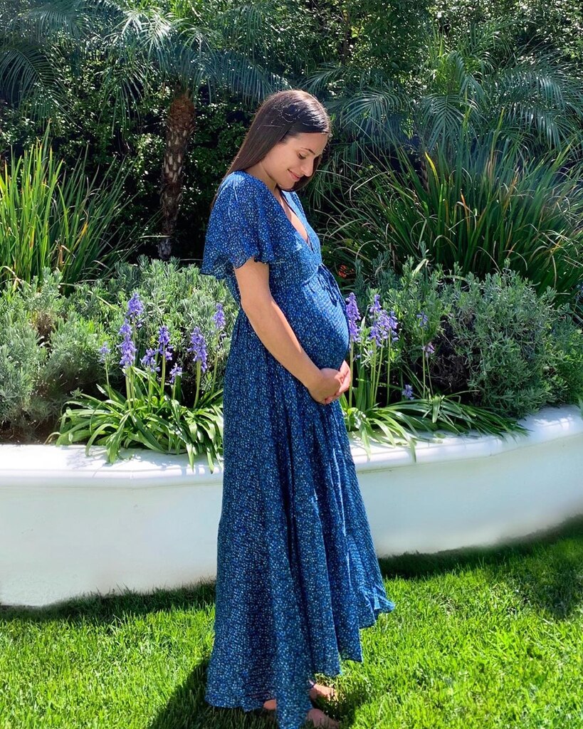 Lea Michele Debuts Her Baby Bump in a Dreamy Blue Dress