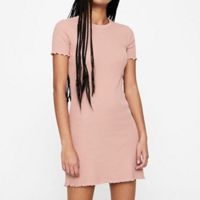 pull&bear tiered smock mini dress in pink