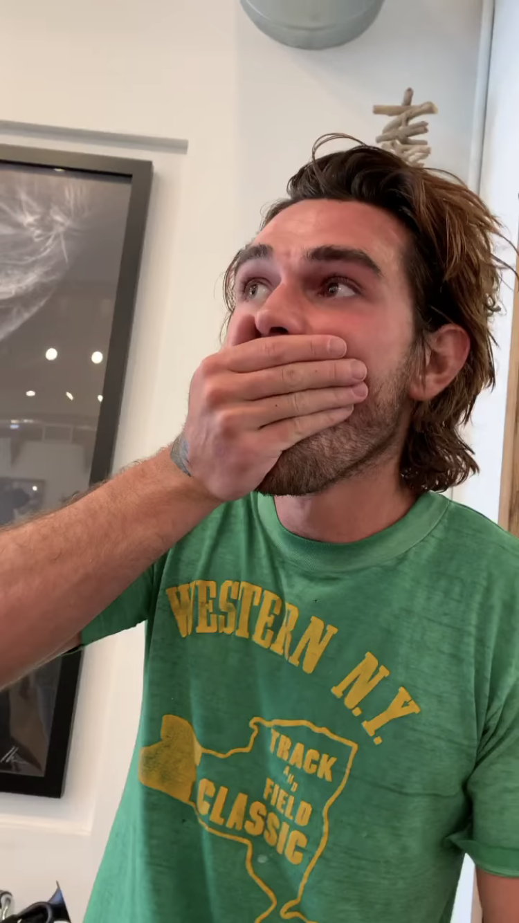 Kj Apa Bursts Into Tears After Removing Shard Of Metal From His Eye E Online