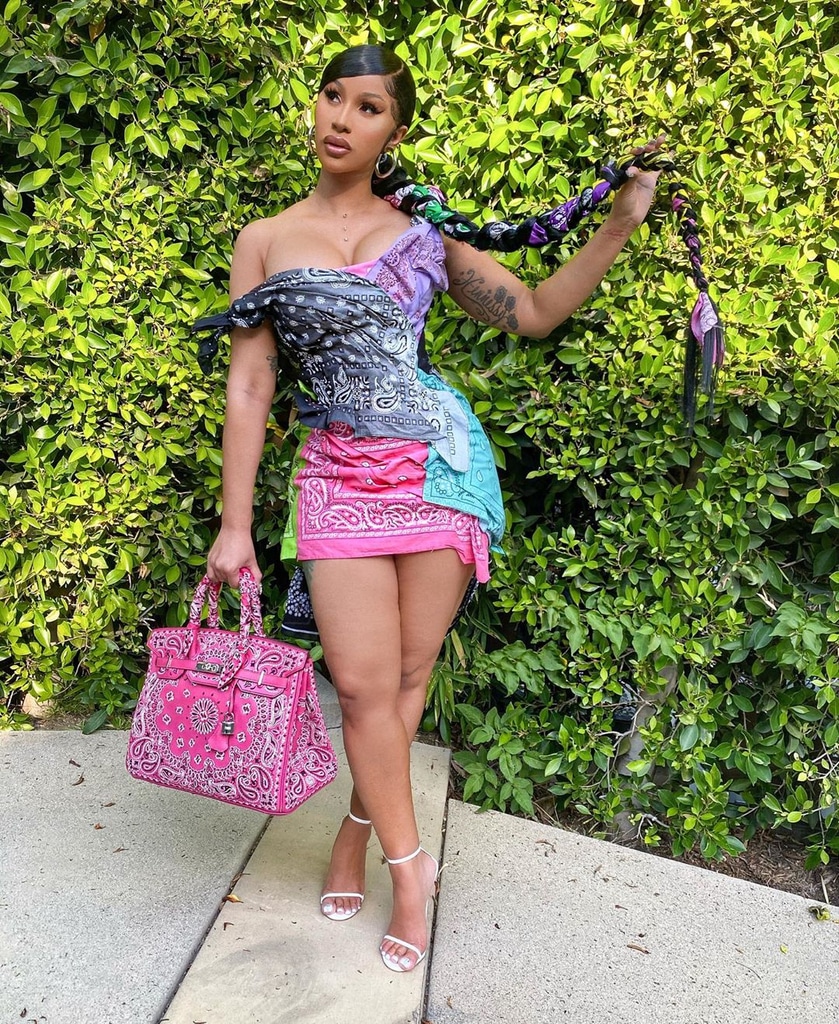 Only Cardi B Could Pull Off Wearing a Dress Made Out Of Bandanas Only Cardi B Could Pull Off Wearing a Dress Made Out Of Bandanas