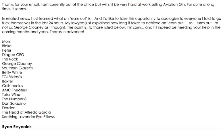 Ryan Reynolds, OOTO Email