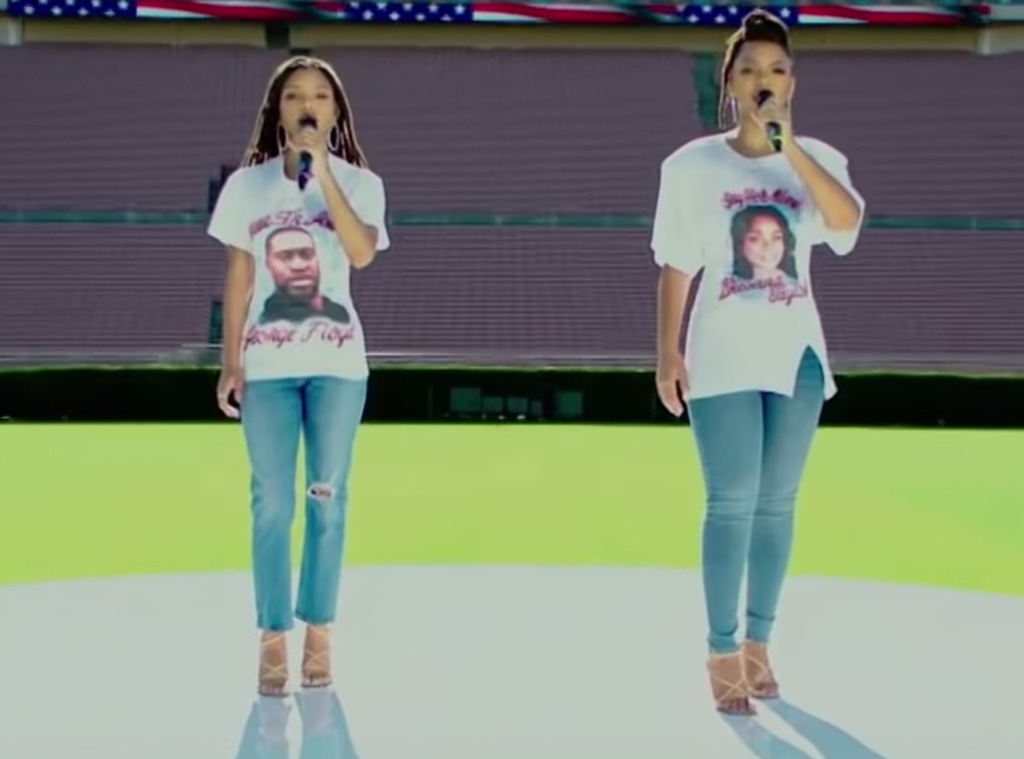 Chloe and Halle, National Anthem 2020 NFL Kickoff Game