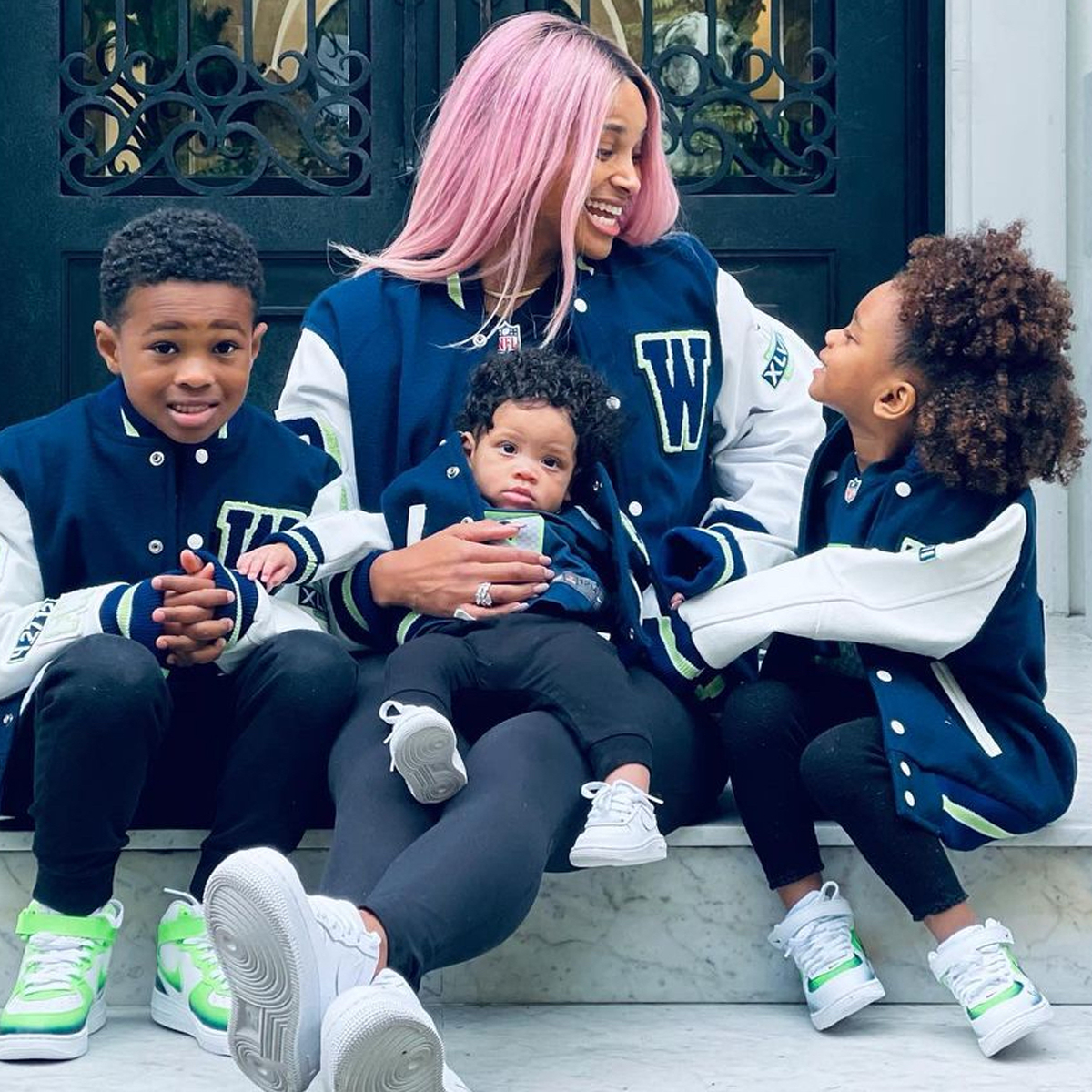 Ciara shares adorable snap of her three kids in football pajamas as they  cheer on Russell Wilson
