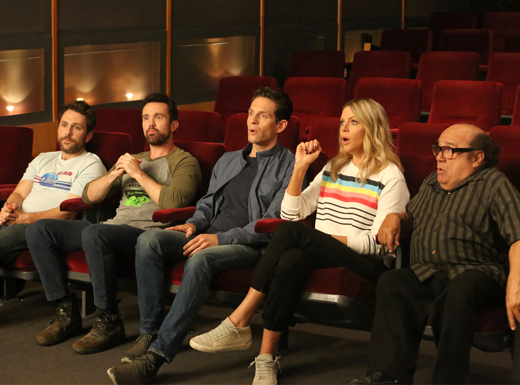 Kaitlin Olson, from left, Danny DeVito, Rob McElhenney, Glenn