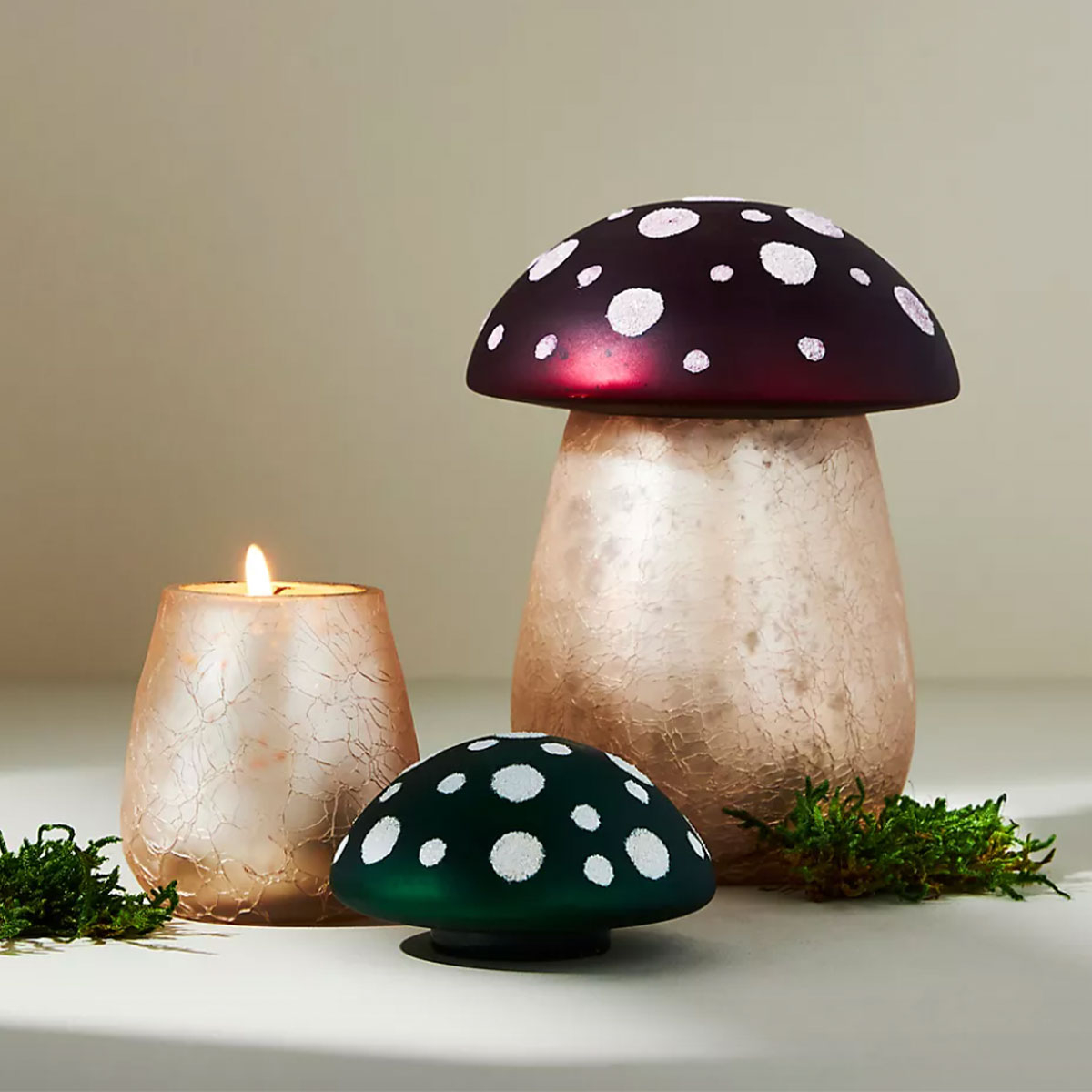 Mushroom Candles Set of (4) New/Boxed Multi-Colored