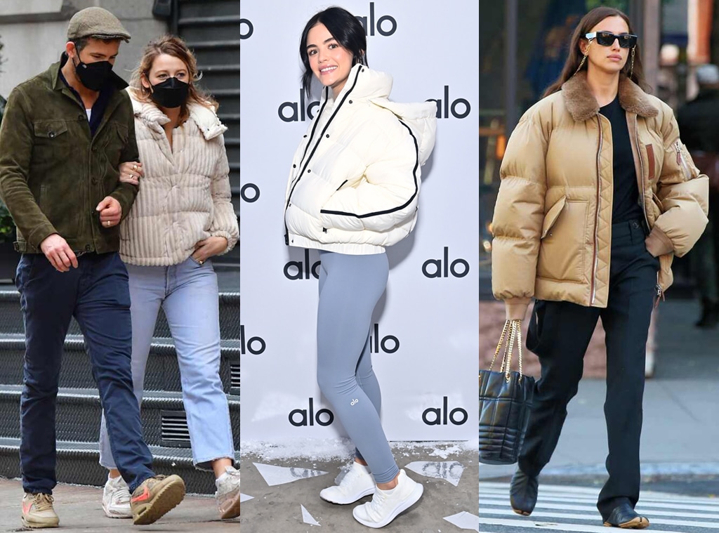 E-Comm: Celeb Puffer Jacket Trend, Blake Lively, Ryan Reynolds, Lucy Hale, Irina Shayk